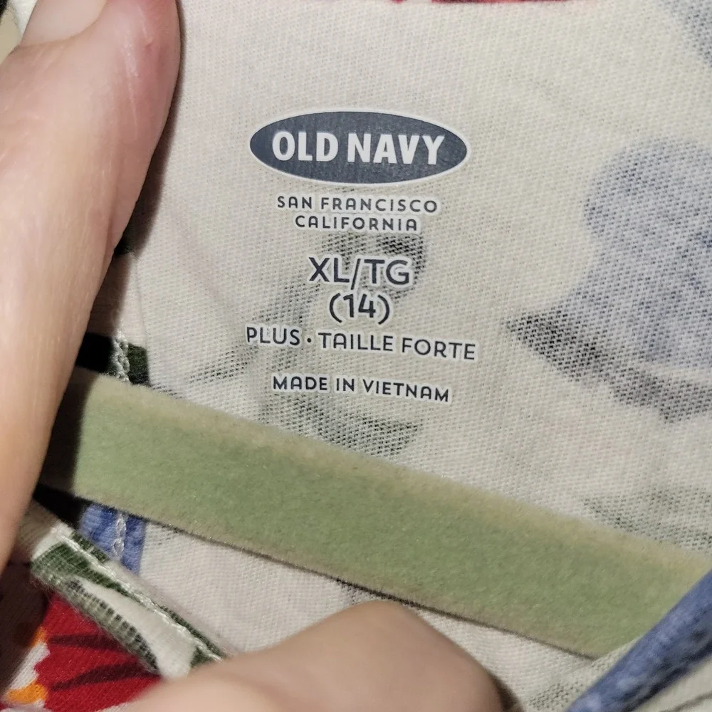 Old Navy Girls Floral Dress XL 14 Plus White Multicolor Boho Short Sleeve Cotton